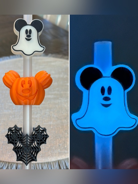 Disney Other - Disney Halloween Mickey Mouse Themed Straw Topper Set Glow in the Dark